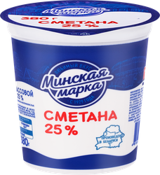 Сметана МИНСКАЯ МАРКА 25%, без змж, 380г, вид