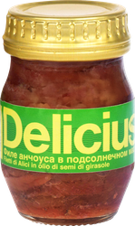 Анчоус DELICIUS филе в подсолнечном масле, 90г, изображение
