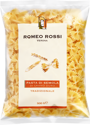 Паста ROMEO ROSSI Farfalle, из муки твердых сортов пшеницы, 500г, крупный план