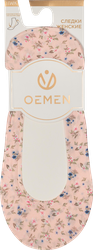 Подследники женские OEMEN с силиконовой вставкой на пятке, розовые с рисунком, Арт. PW656, детальное фото