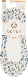 Подследники женские OEMEN с силиконовой вставкой на пятке, молочные с рисунком, Арт. PW656, изображение