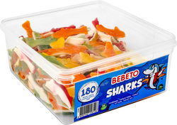 Мармелад жевательный BEBETO Sharks со вкусом ананаса, малины, апельсина, яблока и ванили, 1,08кг, изображение