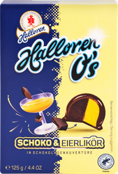 Конфеты шоколадные HALLOREN Schoko&Eierlikör с какао и яичным ликером, 125г, крупный план