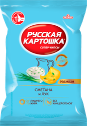 Чипсы картофельные РУССКАЯ КАРТОШКА со вкусом сметаны и лука, 230г, фотография