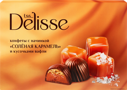 Набор конфет DELISSE с начинкой соленая карамель с вафлей, 155г, фотография