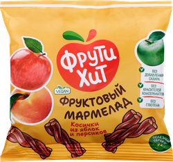 Мармелад жевательный ФРУТИХИТ Косички из яблок и персиков, без сахара, 45г, фотография