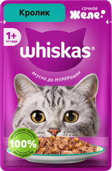 Корм консервированный для кошек WHISKAS Кролик, желе, 75г, вид