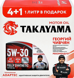 Масло моторное TAKAYAMA Adaptec 5W–30 C3 SN/CF Акция, 4л+1л, картинка
