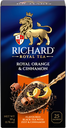 Чай черный RICHARD Royal Orange с цедрой апельсина и корицей, 25саш, крупный план