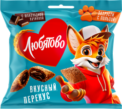 Готовый завтрак ЛЮБЯТОВО Подушечки с шоколадной начинкой, 40г, картинка