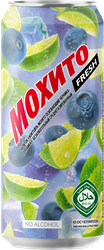 Напиток ОЧАКОВО Коктейль Мохито Черника, голубика освежающий среднегазированный, 0.45л, вид