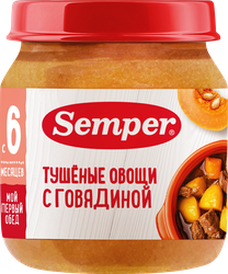 Пюре мясо-овощное SEMPER Тушеные овощи с говядиной, с 6 месяцев, 100г, картинка
