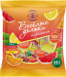 Карамель леденцовая ВЕСЕЛЫЕ ДОЛЬКИ микс со вкусом лимона, апельсина, грейпфрута, 300г, детальное фото