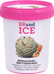 Мороженое BRAND ICE Миндально-фисташковое, сливочное с ароматом фисташки с миндалем 10,5%, без змж, пластиковый стакан, 500г, фотография