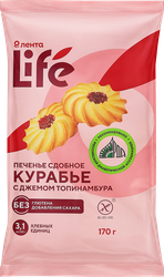 Печенье сдобное безглютеновое ЛЕНТА LIFE Курабье, с джемом топинамбура, без сахара, 170г, фото