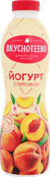 Йогурт питьевой ВКУСНОТЕЕВО Персик 2%, без змж, 690г, крупный план