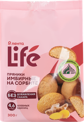 Пряники ЛЕНТА LIFE Имбирные, на сорбите, 300г, детальное фото