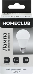 Лампа светодиодная HOMECLUB груша 10Вт E27 нейтральный свет, Арт. LED-A60-10E2740, фото