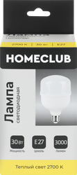 Лампа светодиодная HOMECLUB цилиндр 30Вт E27 теплый свет, Арт. LED-T100-30E2727, вид