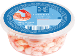 Креветки Королевские WISH FISH в рассоле, очищенные с хвостом, 200г, картинка