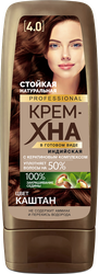 Крем-хна для волос ФИТОКОСМЕТИК Индийская Professional 4.0 Каштан, 140мл, вид
