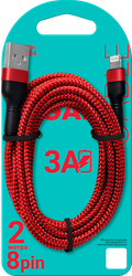 Кабель GAL CU-5404 USB A – 8 pin, 3A, текстиль, 2м, фото