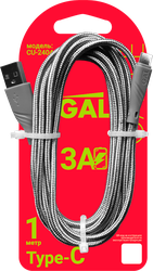 Кабель GAL CU-2404/5477 USB A – Type-C, 3А, нейлон, 1м, вид
