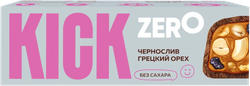 Батончик арахисовый KICK Zero, с изюмом, черносливом и грецким орехом в шоколаде, без сахара, 45г, фото
