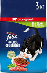 Корм сухой для взрослых кошек FELIX с говядиной, 3кг, изображение