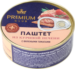 Паштет PREMIUM CLUB с печенью и вялеными томатами, 100г, фотография