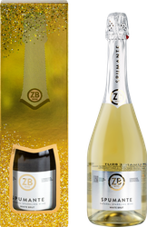 Вино игристое ZB WINE Российское Крым Спуманте белое полусухое, п/у, 0.75л, крупный план