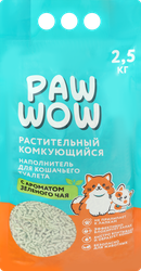 Наполнитель для кошачьего туалета PAW WOW растительный комкующийся с ароматом зеленого чая, 2,5кг, фото