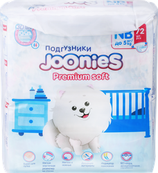 Подгузники JOONIES NB 0–5кг, 72шт, вид