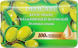 Крем-мыло DELICARE Sensitive care Зеленая олива, увлажнение, 90г, вид