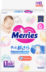 Подгузники MERRIES для новорожденных до 5кг, 68шт, фото