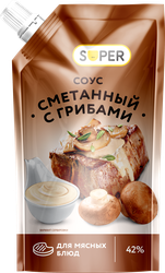 Соус SUPER Сметанный с грибами 42%, 233г, крупный план