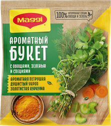 Приправа MAGGI Универсальная Ароматный букет, с овощами, зеленью и специями, 75г, крупный план