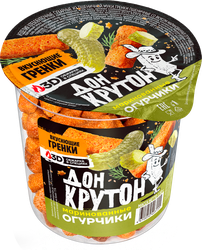 Гренки пшеничные ДОН КРУТОН со вкусом маринованных огурчиков, 130г, крупный план