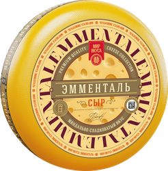Сыр МИР ВКУСА Эмменталь 45%, без змж, крупный план