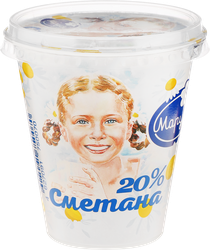 Сметана МАРУСЯ 20%, без змж, 300г, вид