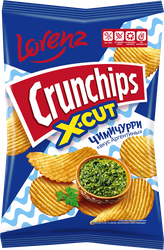 Чипсы картофельные LORENZ Crunchips X-cut со вкусом соуса чимичурри, рифленые, 130г, изображение