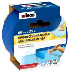 Малярная лента UNIBOB профессиональная синяя 50 ммх25 м, крупный план