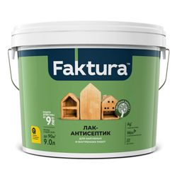 Лак-антисептик FAKTURA сосна, ведро 9 л, фотография