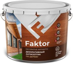 Антисептик FAKTOR для защиты и тонирования древесины 3в1 бесцветный 7,6 кг, крупный план