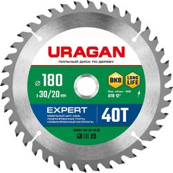 URAGAN expert 180х30/20 мм 40т, диск пильный по дереву, фотография