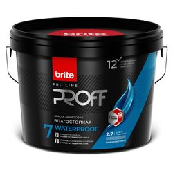 Краска BRITE PROFESSIONAL интерьерная влагостойкая база С ведро 2,7 л, картинка