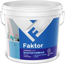 Краска для стен и потолков влагостойкая FAKTOR интерьерная белая ведро 13 кг, изображение