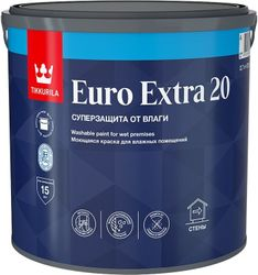 Краска интерьерная Tikkurila/Tikkivala Euro Extra 20 полуматовая колеруемая 2,7 л, изображение