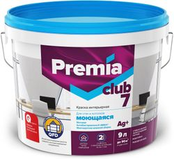 Краска PREMIA CLUB 7 для стен и потолков моющаяся база С ведро 9 л, изображение