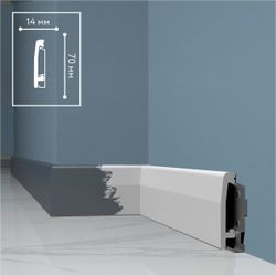 Плинтус напольный из полимера ультравысокой плотности 1 UHD 03/70C, белый, 2м, фото